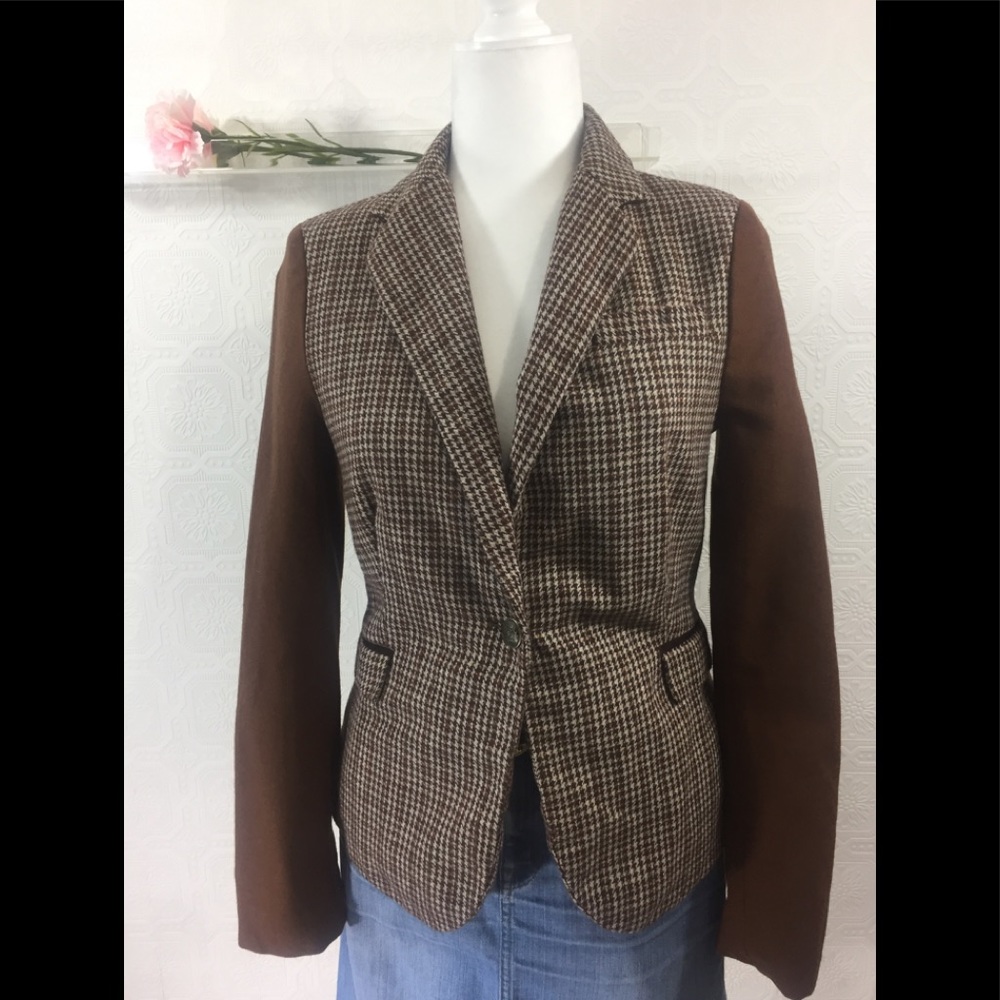 Love Tree Houndstooth Wool Blazer